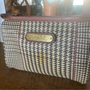 Vintage Polo Ralph Lauren Herringbone Waterproof Utility Pouch Zip Top